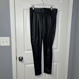 BBJ Los Angeles Leggings Women's Large Black Faux Leather Ankle Pull On Stretch